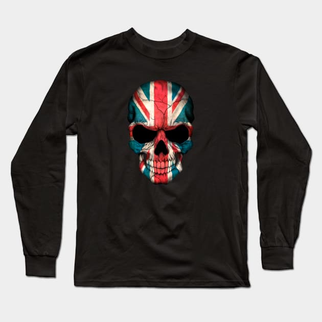 British Flag Skull Long Sleeve T-Shirt by jeffbartels